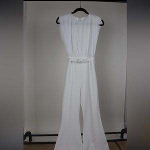 ASOS DESIGN Chiffon Top Belted Flare Legged Jumpsuit